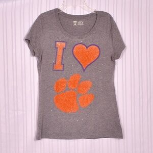 University T - I Heart Clemson Rhinestone Tee Size Medium